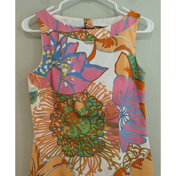 David Meister Retro Floral Sleeveless Dress Size 4 - Picture 2 of 6